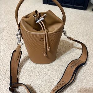 Lacoste Tan small Crossbody Bucket Bag